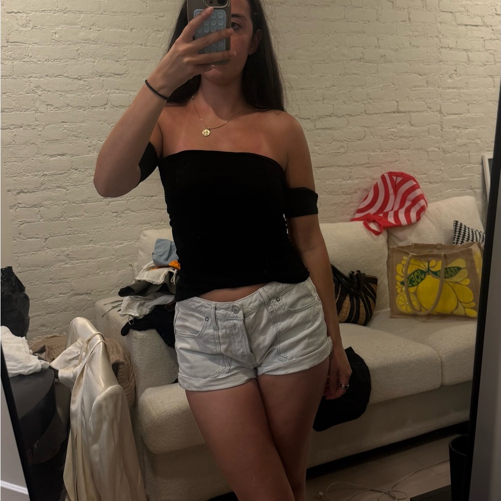 Reformation Black Off-Shoulder Top